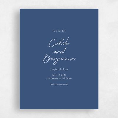 Dark Cobalt, Blue Wedding Save the Date - Alyeska Portrait