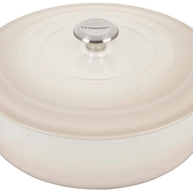 Le Creuset Signature Cast Iron Wide Round Dutch Oven, 6.75 qt, Meringue