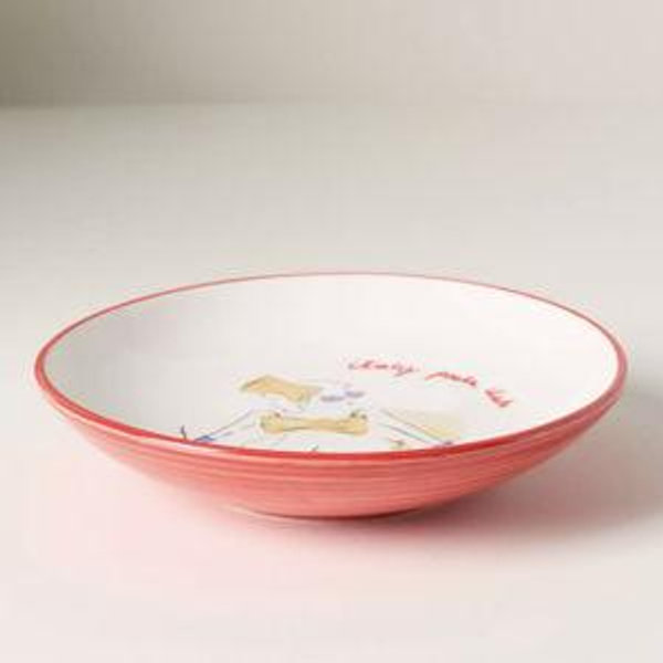 Das Rotes Rabbit Italian Earthenware Pasta Bowl - Red