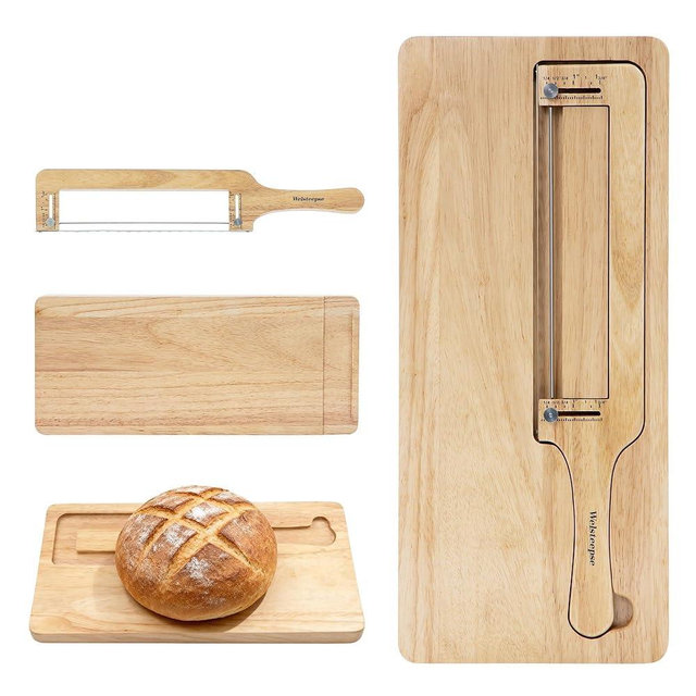 welsteepse Bread Slicer for Homemade Bread – Sourdough Bread Knife with Thickness Guide & Serrated Stainless Blade