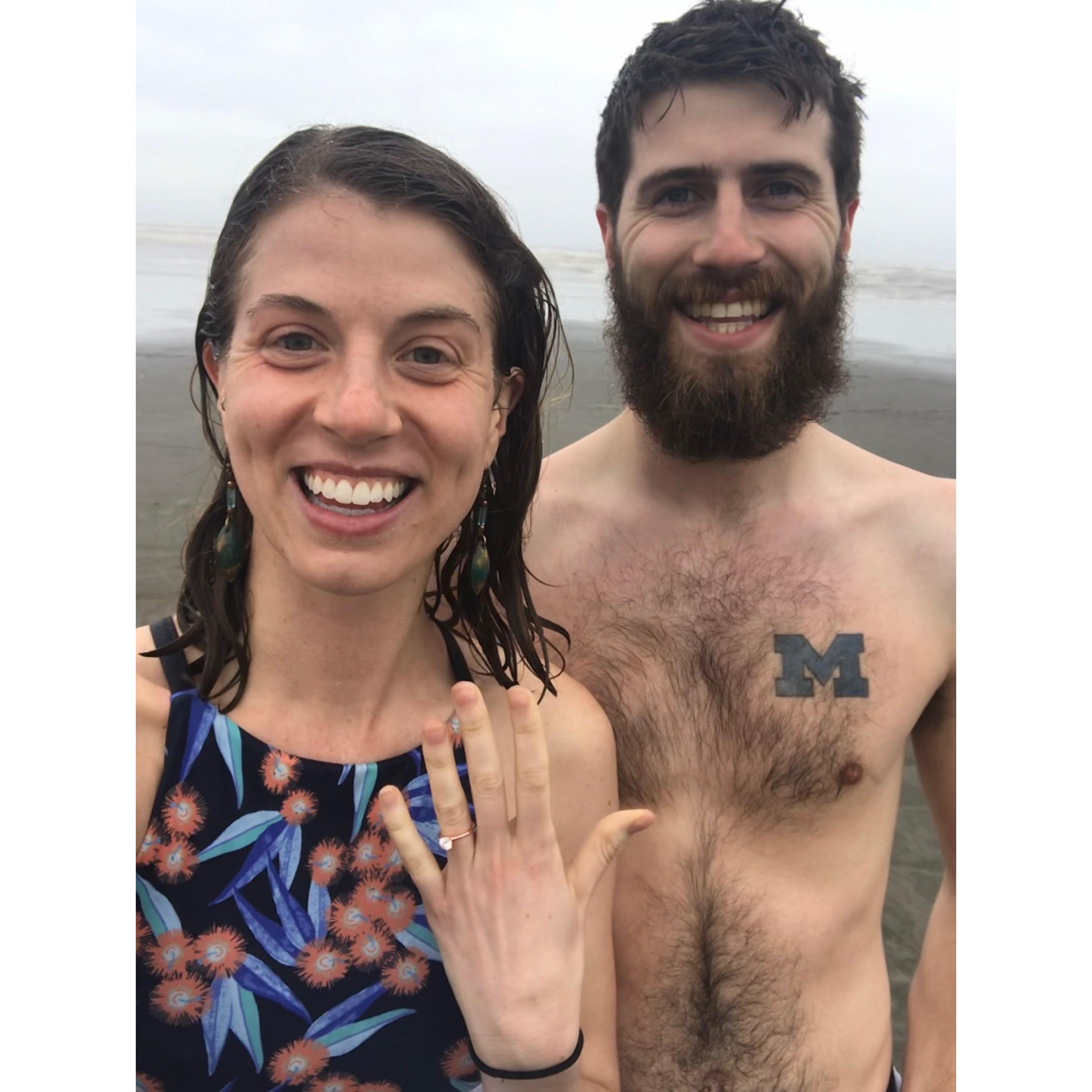Spending time at the beach the day of our engagement