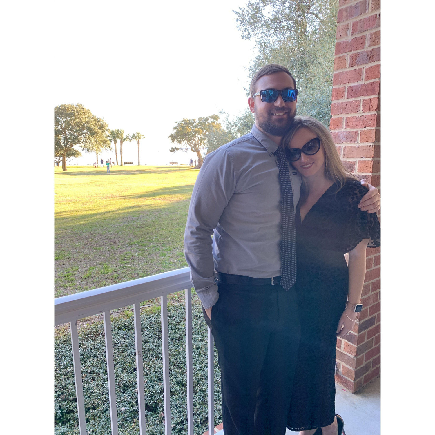 At our first wedding together after one year of dating.