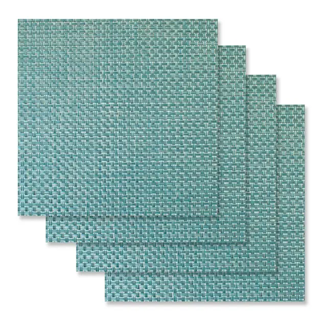 Bistro 14-Inch Square Placemats in Turquoise (Set of 4)