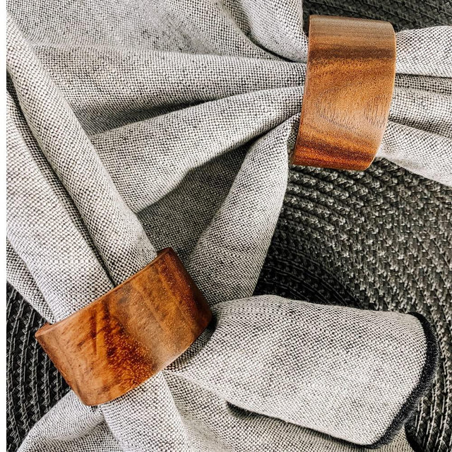 BIFFELY 12PCS Wooden Napkin Rings, Acacia Wood Napkin Rings Buckles for Table Decoration, Wedding, Dinner, Holiday Napkin Holders for Dining, Birthday, Christmas, Easter, Fall, Party of Table Setting