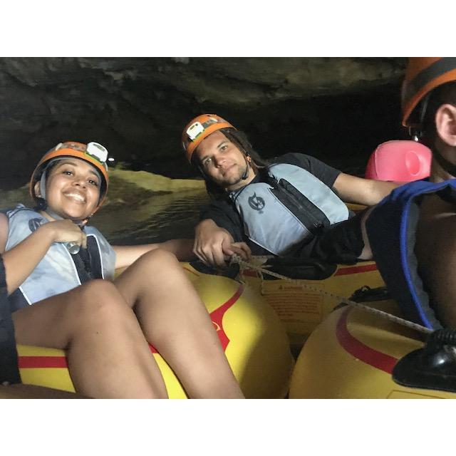 Cave tubing while on Alyssa's graduation cruise