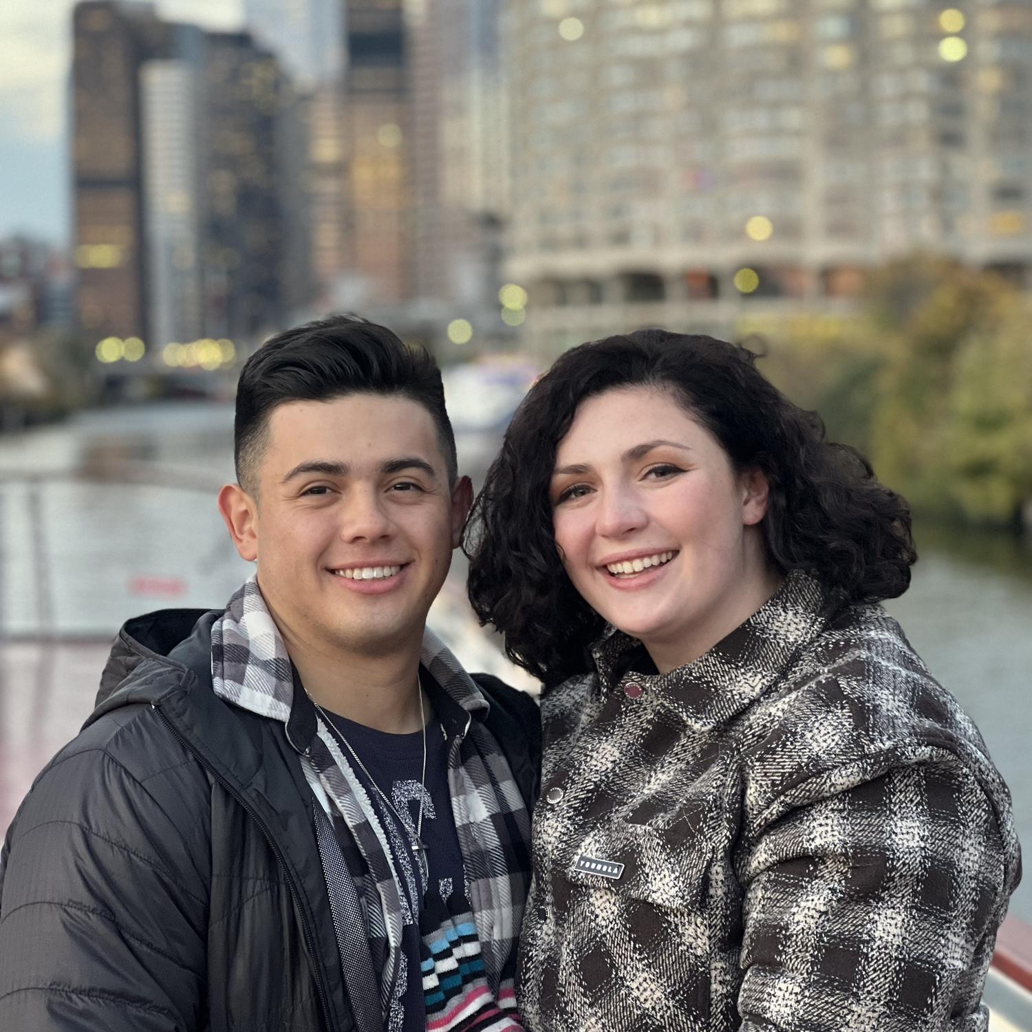 Chicago, Il boat ride! 11-1-23. 
Andrew was actually freezing, but we made him take Emma’s hat off for the photo. :)