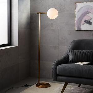 Staggered Glass Floor Lamp, Brass/Milk