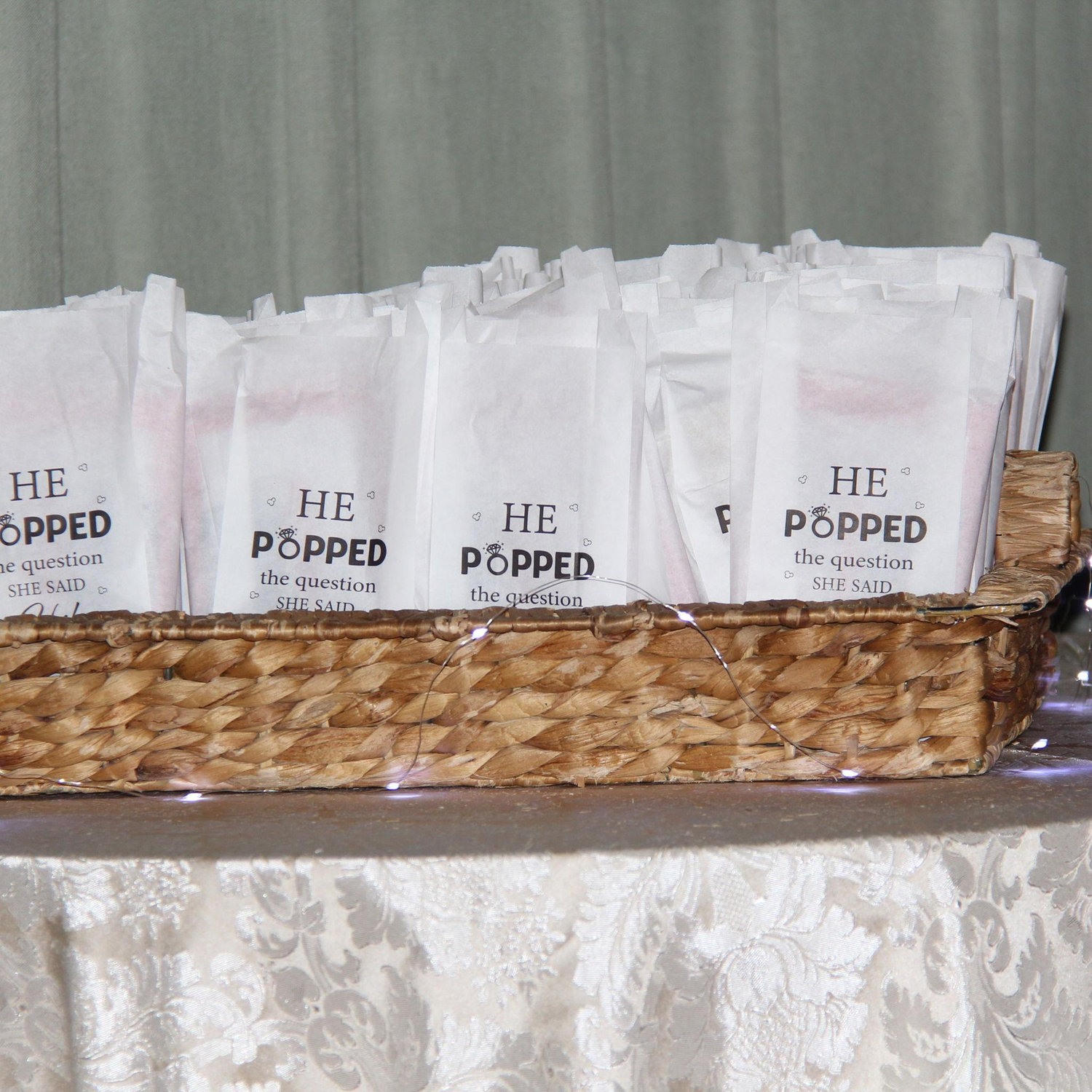 Engagement party favors "He popped the question, she said yes!"
