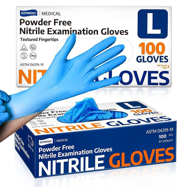 Supmedic Medical Soft Max™ Nitrile Exam Gloves, 100 Count Latex-Free Powder-Free Non-Sterile Food Safe Disposable Glove, Blue