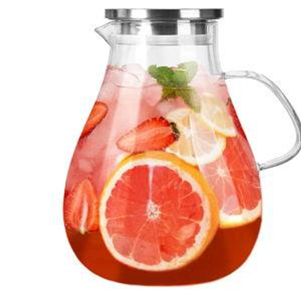 Glass Pitcher with Lid,1 Gallon Glass Water Pitcher Hot/Cold Water Jug, Juice and Iced Tea Beverage Carafe with Lid (Extra-Wide Mouth)