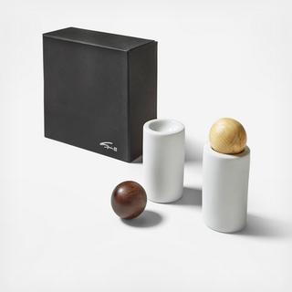 Porcelain-Wood Salt & Pepper Shakers