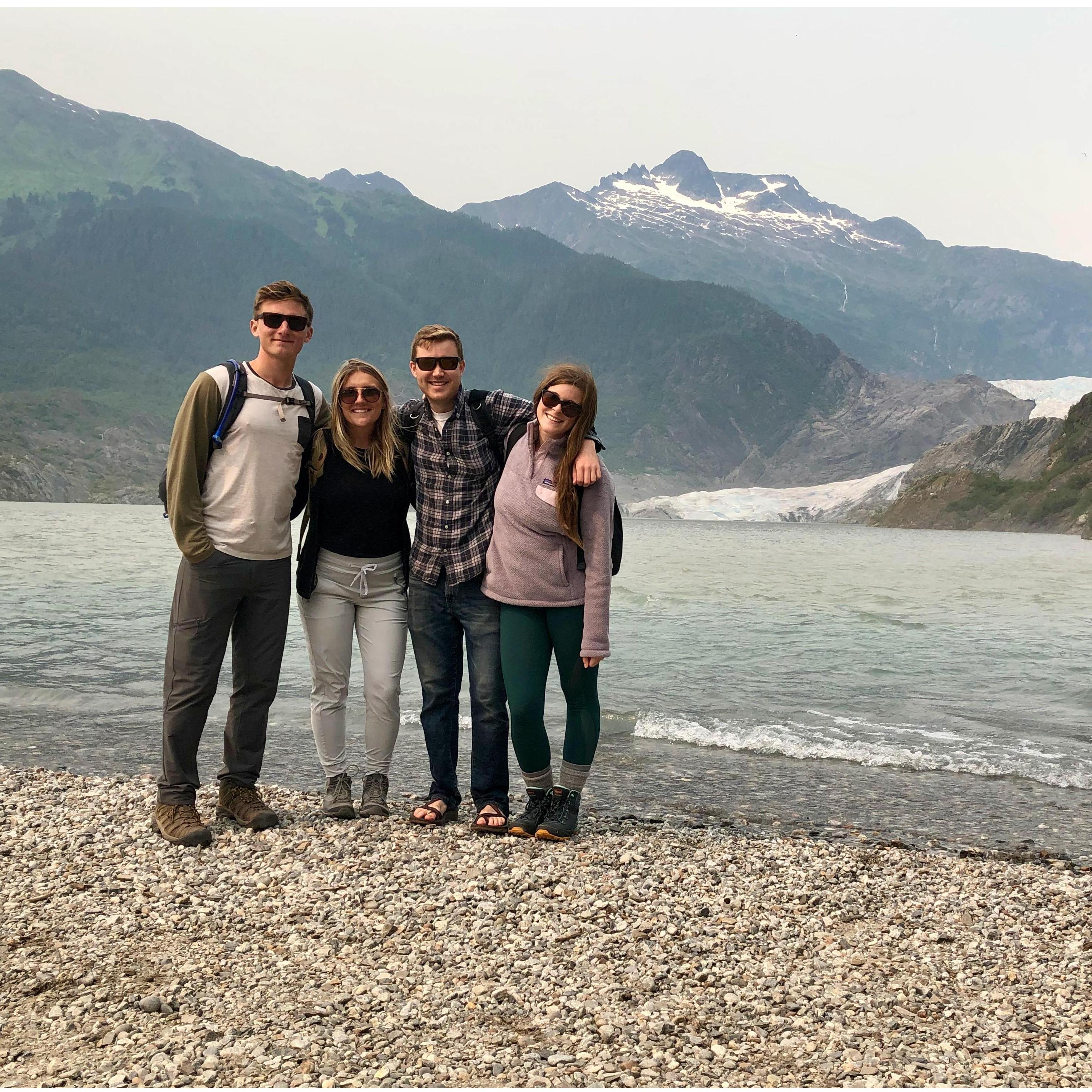 Exploring Mendenhall Lake in Alaska with our friends Jen and Gavin (June 2019)