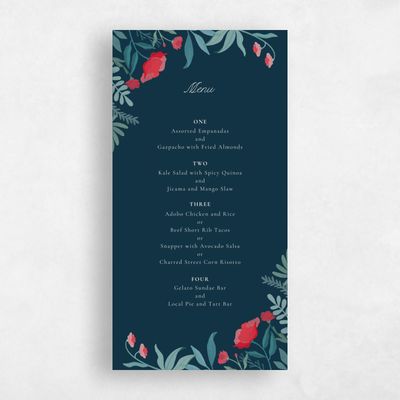 Deepest Teal, Blue Wedding Menu - Blysse