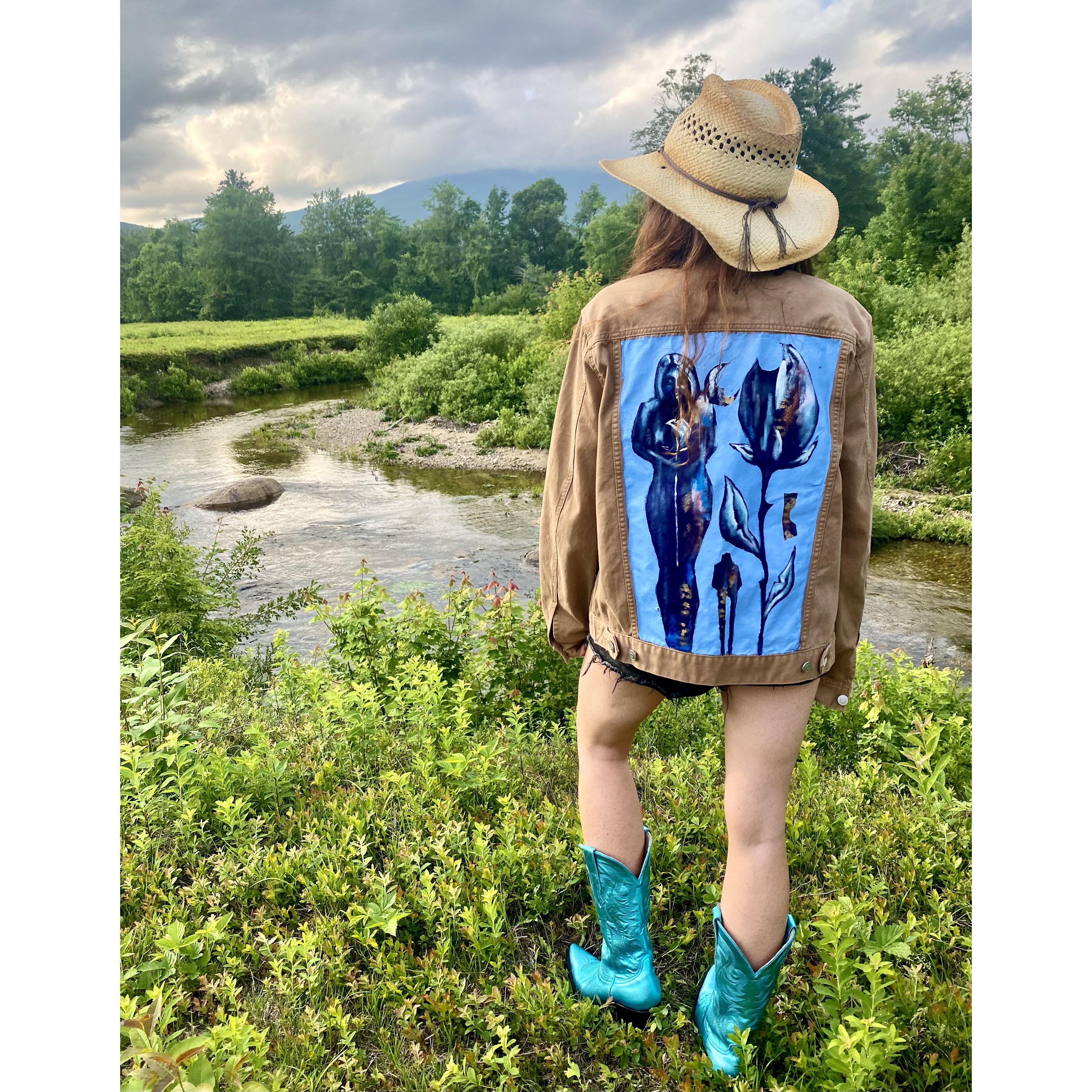Gus Harper original art on a jacket in Sandwich, NH