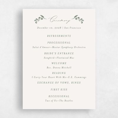 Multi-Colored Wedding Program - Fenwick