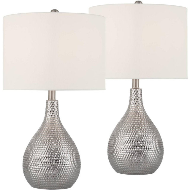 360 Lighting Titus 24 1/2" High Hammered Silver Table Lamp Set of 2