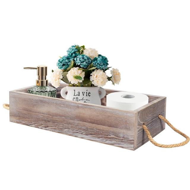 Farmhouse Bathroom Accessories Bathroom Decor Toilet Paper Storage Tray on Toilet Tank Bathroom Decor Box Toilet Paper Basket for Back of Toilet Decor for My Bathroom