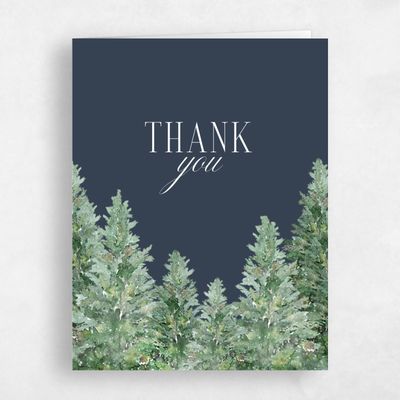 Grayed Navy, Blue Wedding Thank You - Balsam Portrait