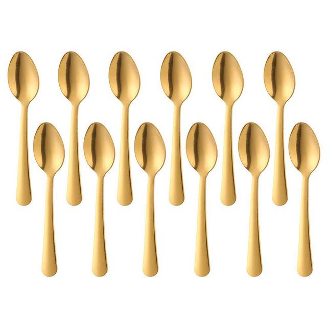 BUY&USE 12 Pcs 4.5-Inch Small Teaspoon Mini Spoons Coffee Spoons, Cute Spoon, for Children Use Gold Color