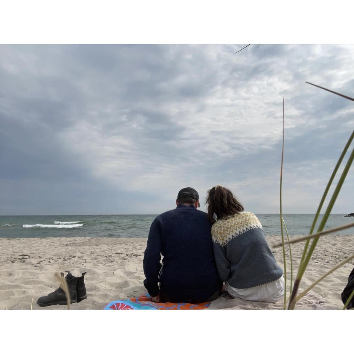 Enjoying fish and chips on the beach of the Danish island Møn