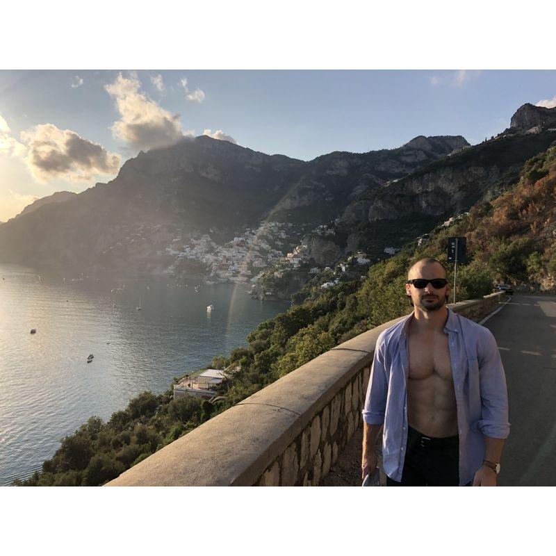 Positano, Italy | He said he was overheating on the walk to dinner... But this is either the stereotypical "Obnoxious American" or he's fitting in as a "Showy Italian." It was embarrassing either way.