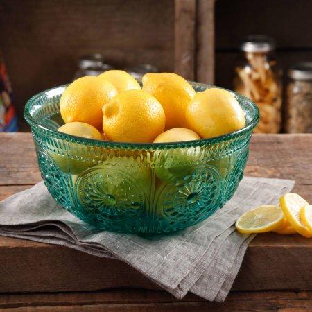The Pioneer Woman Adeline 9" Turquoise Glass Serving Bowl