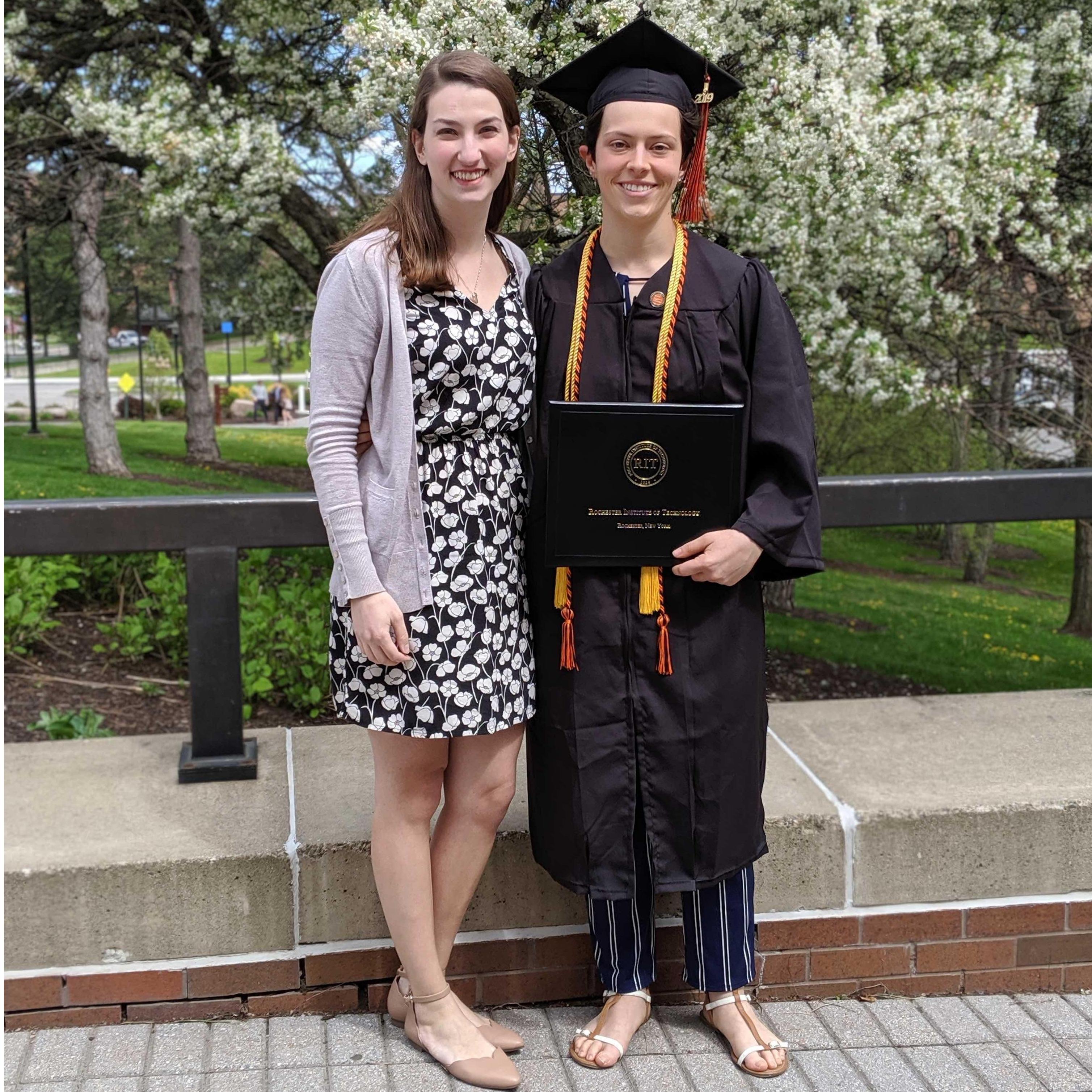 One of many graduations together (RIT, Catherine's B.S., 2019)