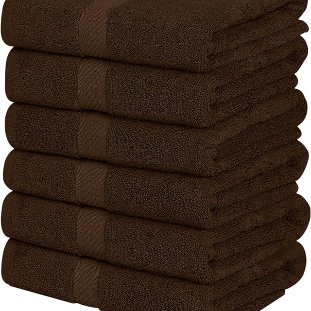 Utopia Towels 6 Pack Medium Bath Towel Set, 100% Ring Spun Cotton (24 x 48 Inches) Medium Lightweight and Highly Absorbent Quick Drying Towels, Premium Towels for Hotel, Spa and Bathroom (Dark Brown)