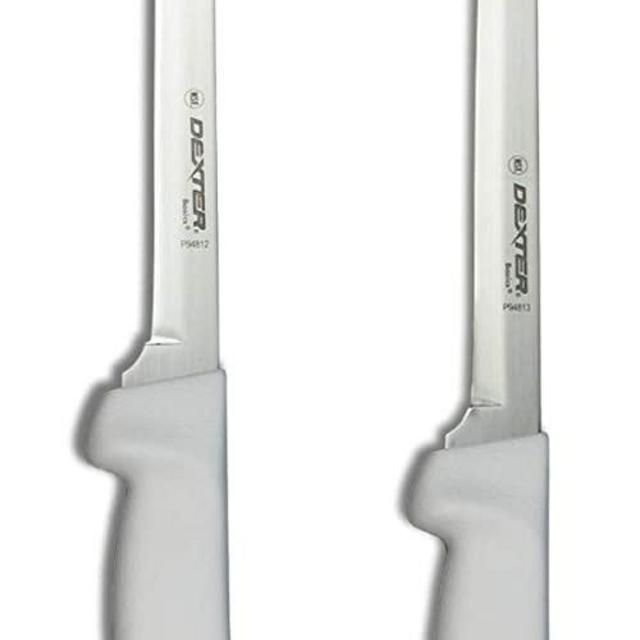 Dexter-Russell 7" and 8" Fillet Knife w/Polypropylene White Handle,Boning Knife, Flexible Fillet Knives for Meat Fish Poultry Chicken,bundle