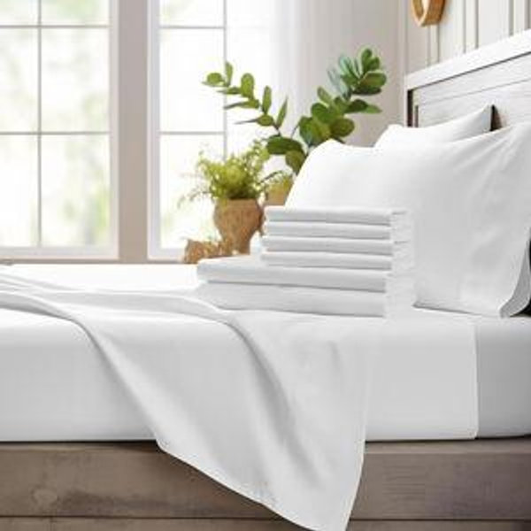 Bamboo Bay 6 Piece King Size Sheet Set, White