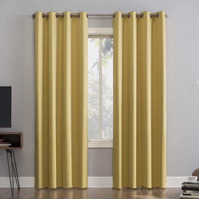 Sun Zero Oslo Theater Grade Extreme 100% Blackout Grommet Curtain Panel, 52 in x 108, Flax Yellow