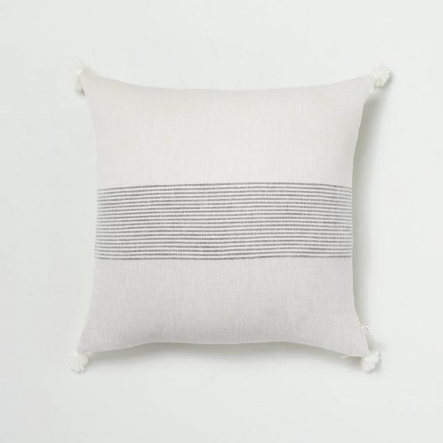 18" x 18" Mini Stripe Color Block Bed Pillow Neutrals - Hearth & Hand™ with Magnolia