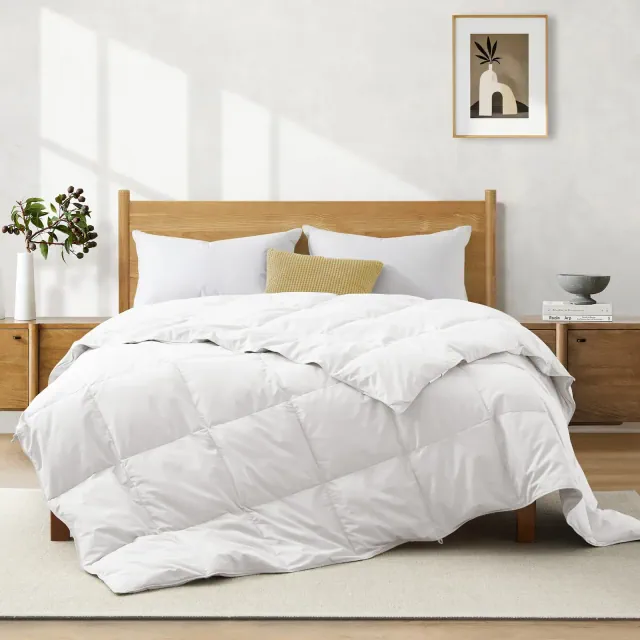 Peace Nest Lightweight Summer White Goose Down Feather Fiber Comforter Duvet Insert, White, King