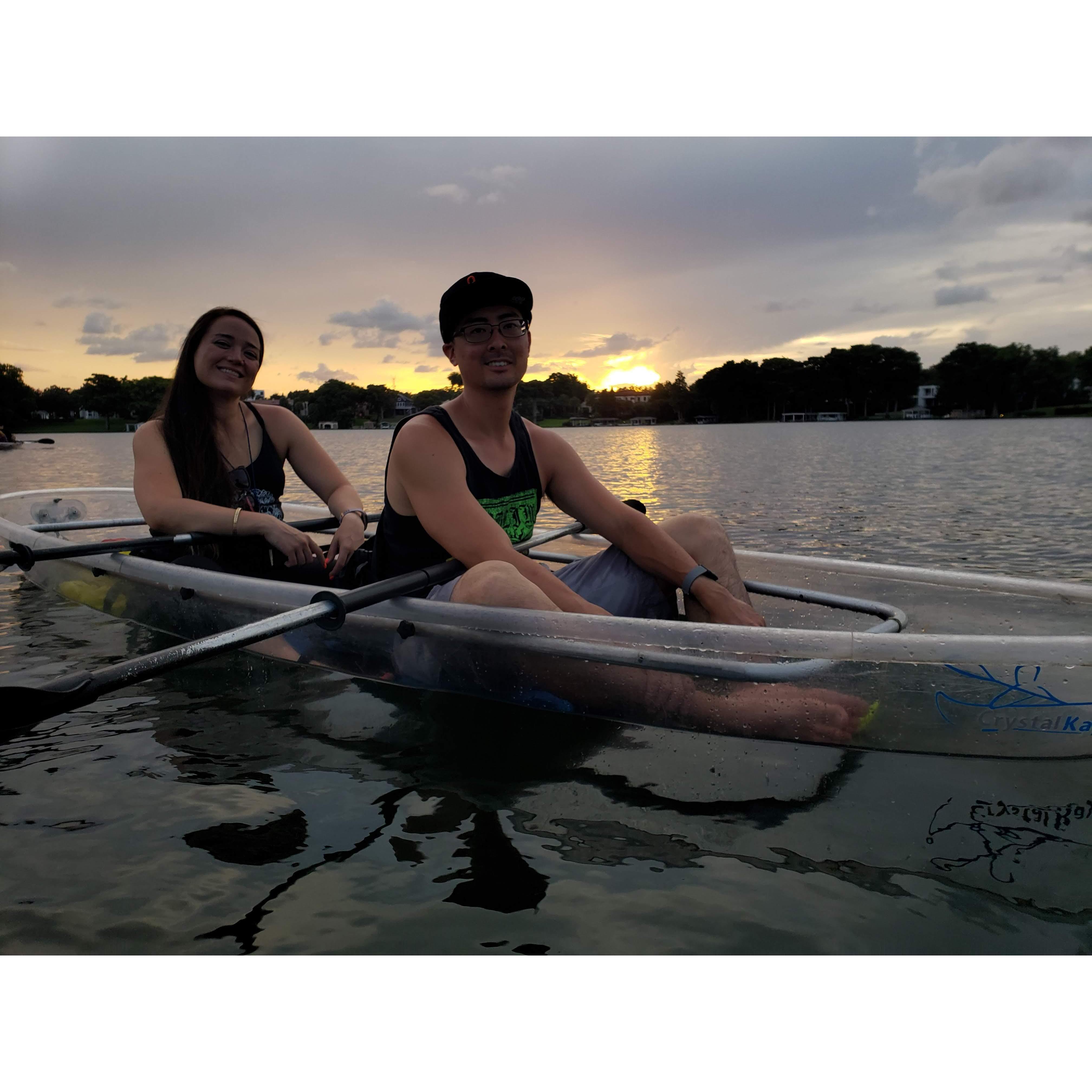 Orlando Florida 2021 our first clear kayak tour together during sunset