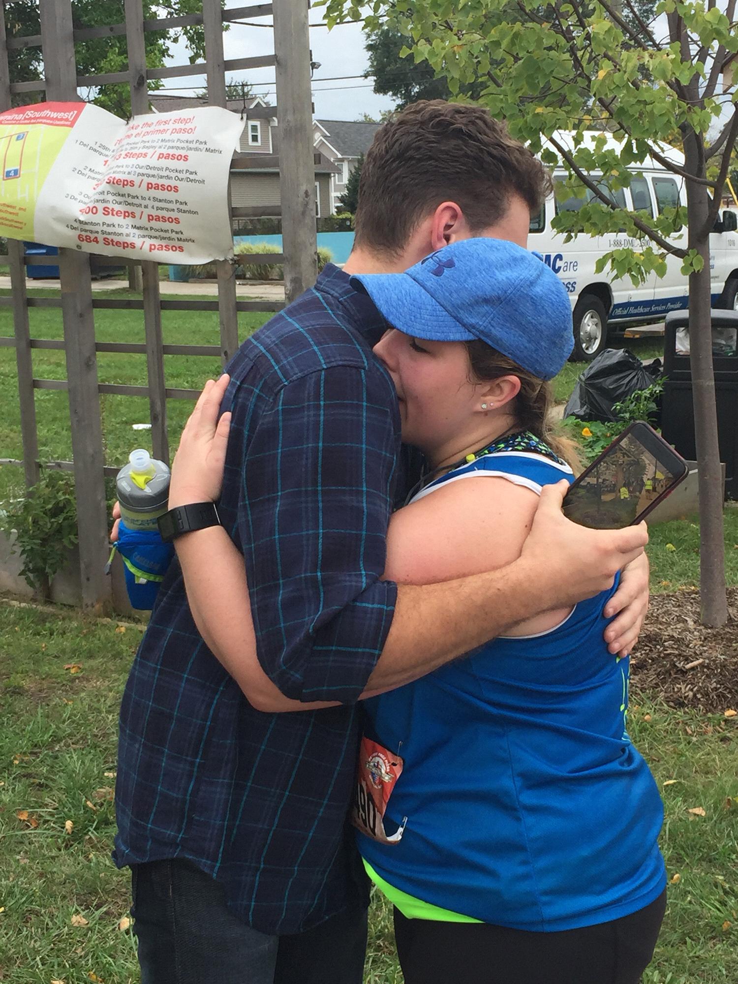 He got up at 6am and went to cheer me on during my half marathon with my mom. This is at about mile 10 when I finally saw him ❤️
