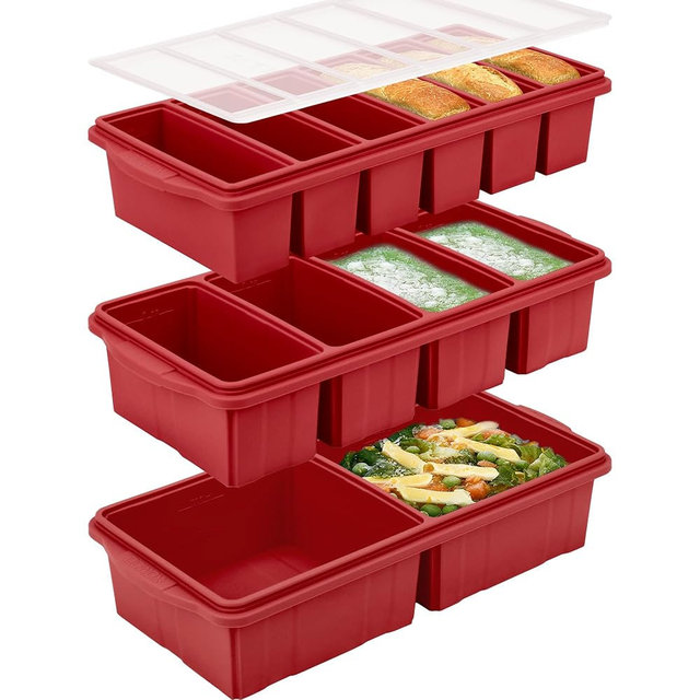 Silicone Freezer Tray With Lid - Soup Freezer Container Molds Set Makes 2-Cup & 1-Cup 1/2-cup Portions Cubes Perfect for preparing meals in different Portion Sizes Oven & Dishwasher-Safe