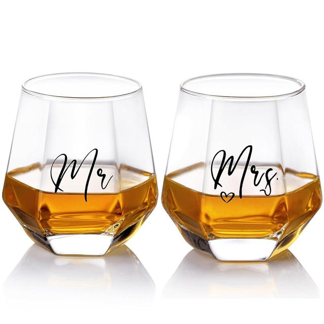 Mr and Mrs Wine Glasses Wedding Gifts for Bride and Groom-Gifts for Bridal Shower Engagement Wedding and Married Anniversary-His & Hers, Engagement Gift.