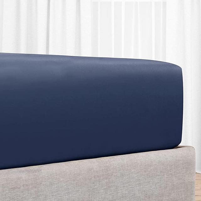 King Size Cotton Fitted Sheet Soft, 100% Cotton, 400 Sateen, No Pop-Off Elastic, Deep Pocket, Durable, Fitted Sheet with Head & Foot Tags (King, Indigo Navy Blue)