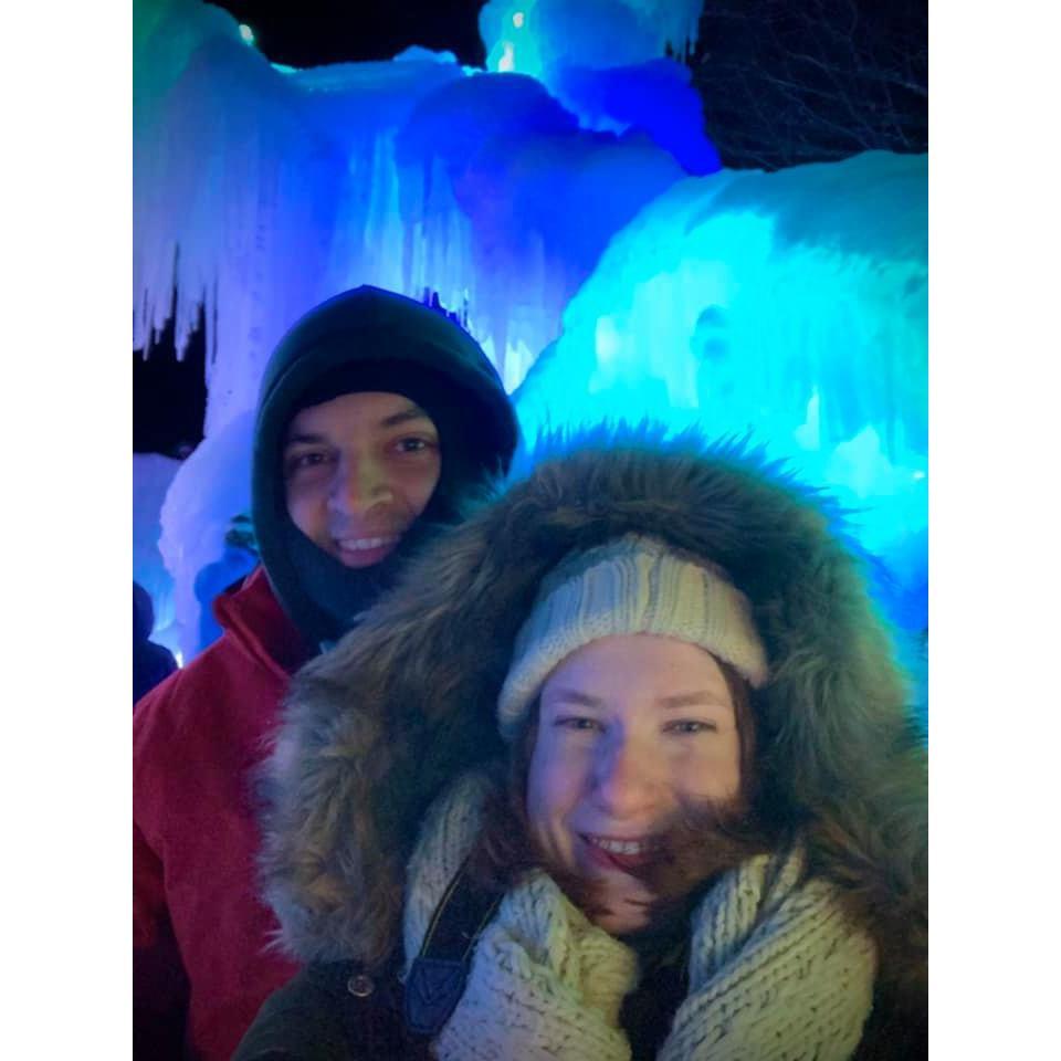 Exploring ice castles in New Hampshiretogether. First vacation I took with Collin's Family.