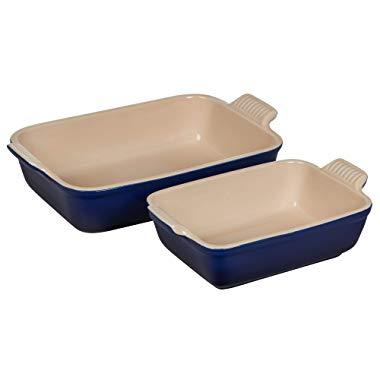 Le Creuset Heritage Indigo Stoneware Rectangular Baking Dish, Set of 2