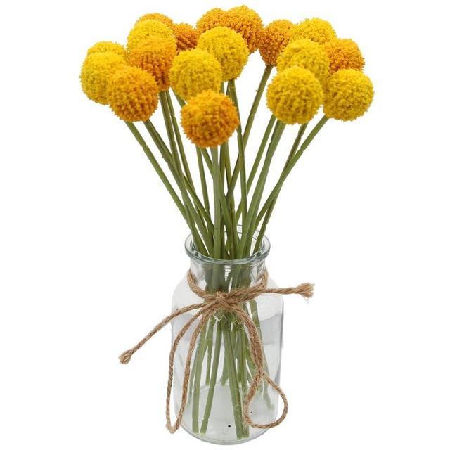 Hananona 18 Pcs Artificial Billy Ball Flowers, Craspedia Globosa Benth, Australian drumstick Chrysanthemum, Eternal Life Flower for Home, Wedding, Fall Autumn Decorations (Yellow and Orange, 18)