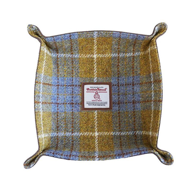 TAILORMAP Harris Tweed Wool Valet Tray - Handcrafted Desk Organizer with Brass Snaps,Versatile Storage for Keys, Coin, Jewelry, and More