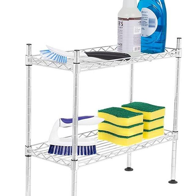 Internet's Best 2-Tier Mini Wire Utility Shelving - Chrome - Small Shelf - Adjustable Rack Unit - Kitchen Bathroom Pantry Laundry Storage - Under The Sink Organization - Organize Your Cabinets