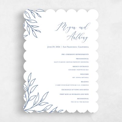 Blue Scalloped Wedding Program - Delana