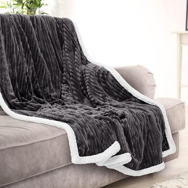 Sherpa Blanket Fleece Throw – 60x80, Dark Gray – Soft, Plush, Fluffy, Warm, Cozy, Thick – Perfect for Bed, Sofa, Couch, Chair