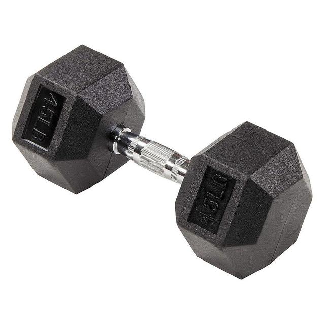 Signature Fitness Rubber Coated Hex Dumbbell Weight Set and Storage Rack, Multiple Packages