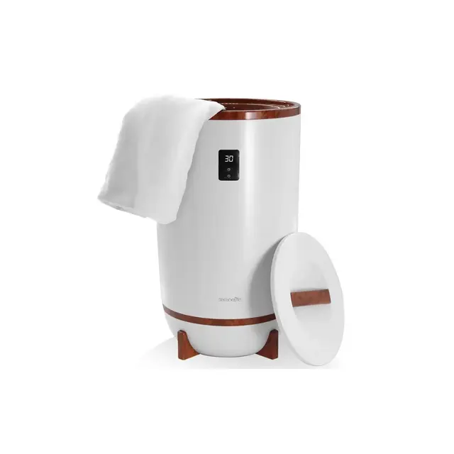 Serenelife Single Touch Towel and Blanket Warmer with Fragrant Disc Holder and LED Ring Red, Perfect Size for Two Large Bath Towels, Cherry