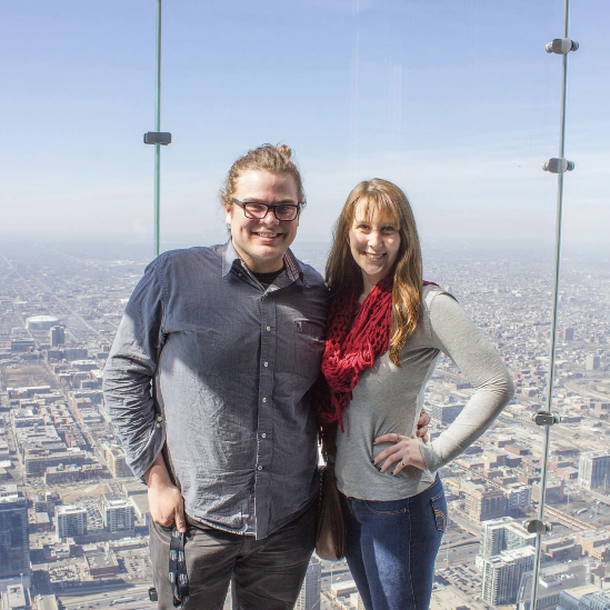 Observation cube at Willis Tower in Chicago on Spring Break.