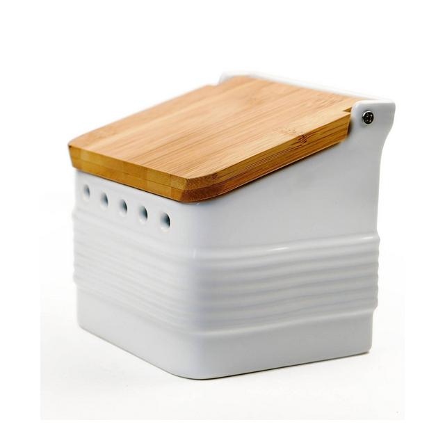 RSVP International Stoneware 5x4x5" White Garlic Keeper - White 5x4x5"