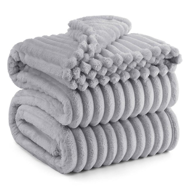 Bedsure California King Size Blanket for Bed - GentleSoft Cozy Soft Blankets for Women, Cute Large Throws for Girls, Light Grey, 102x96 Inches